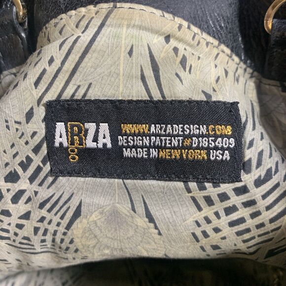 $465 ARZA DESIGN Messenger Laptop / Convertible Bag Distressed Black Leather - Picture 9 of 11